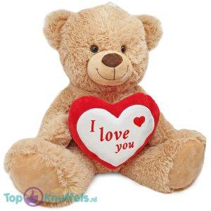 Teddybeer met Hart “I Love You” Pluche Knuffel (Bruin) 50 cm
