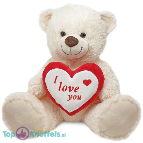 Teddybeer met Hart “I Love You” Pluche Knuffel (Beige) 50 cm