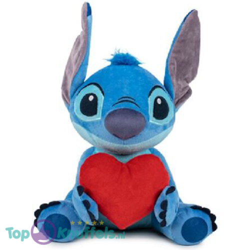 Stitch met Hart - Disney Lilo & Stitch Pluche Knuffel 35 cm