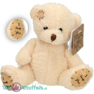 Teddybeer Pooky (Beige) “I Love You” 17 cm