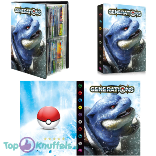 Blastoise + Poké Ball – Pokémon 4 pockets Verzamelmap voor 240 kaarten + Pokémon Balpen + 5 Pokémon Stickers