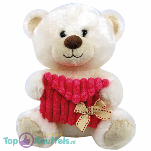 Teddybeer Lichtbruin met Roze Enveloppe 20 cm