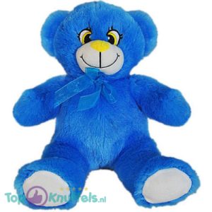 Teddybeer Blauw met Strik Pluche Knuffel 30 cm