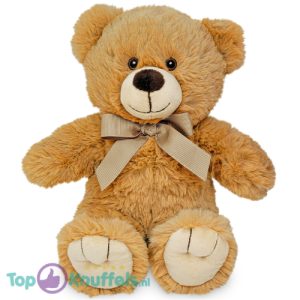 Teddybeer Bruin met Strik Goud 28 cm
