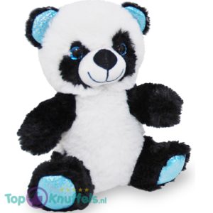 Panda met Glitters (Blauw) Pluche Knuffel 18 cm