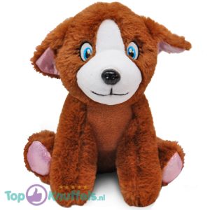 Hond met Roze Glitters Pluche Knuffel 22 cm