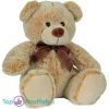 Teddybeer Pluche Knuffel Lichtbruin met Bruine Strik 32 cm