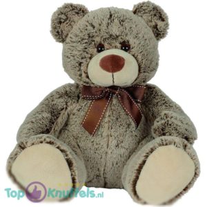 Teddybeer Pluche Knuffel Bruin met Bruine Strik 32 cm