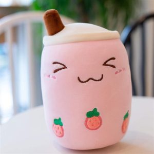 Boba Bubble Tea Aardbei Pluche Knuffel 25 cm