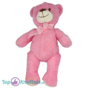Teddybeer met Strik (Roze) Pluche Knuffel 35 cm