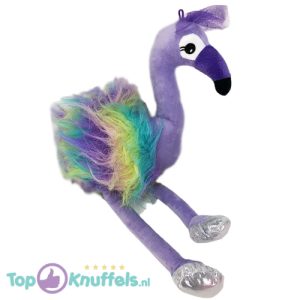 Flamingo met Strikje (Paars) Pluche Knuffel 50 cm
