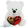 Teddybeer Wit met Rood/Goud Hart Pluche Knuffel 32 cm