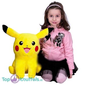 Pikachu Happy Zittend Pokémon Pluche Knuffel XL 50 cm