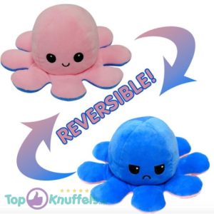 Octopus Mood Pluche Knuffel (Blauw/Roze) 35 cm