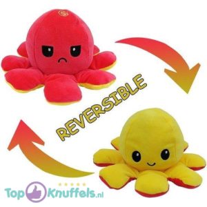 Octopus Mood Pluche Knuffel (Rood/Geel) 35 cm