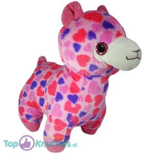 Alpaca met Hartjes (Roze) Pluche Knuffel 28 cm