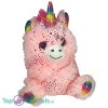 Eenhoorn Zittend (Roze/Regenboog) met Glitters Pluche Knuffel 23 cm