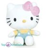 Hello Kitty Zittend (Turquoise/Geel) Pluche Knuffel 17 cm