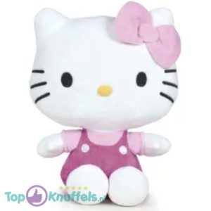 Hello Kitty Zittend (Roze) Pluche Knuffel 17 cm