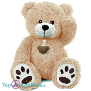 Teddybeer Barry (Beige met Strik) Pluche Knuffel XXL 100 cm