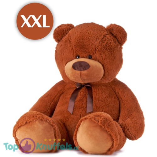 Teddybeer met Strik Pluche Knuffel (Bruin) (Extra Groot) XXL 130 cm