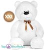 Teddybeer met Strik Pluche Knuffel (Wit) (Extra Groot) XXL 130 cm