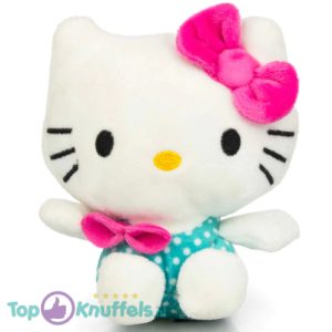 Hello Kitty Sailor Sweeties (Turquoise met Wit Stippen) Pluche Knuffel 15 cm