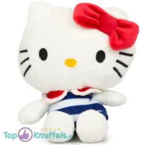 Hello Kitty Sailor Sweeties (Blauw met Wit Strepen) Pluche Knuffel 15 cm