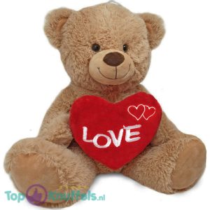 Teddybeer Pooky Pluche Knuffel (Bruin met Rood Hart Love) 30 cm