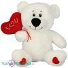 Teddybeer (Wit) met Ballon Hart Pluche Knuffel 20 cm