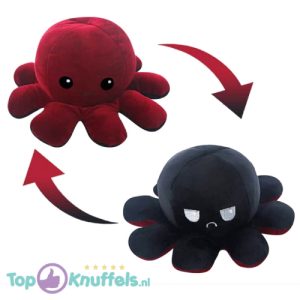 Octopus Mood Pluche Knuffel (Zwart/Rood) 15 cm