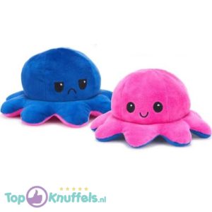Octopus Mood Pluche Knuffel (Donkerblauw/Roze) 15 cm