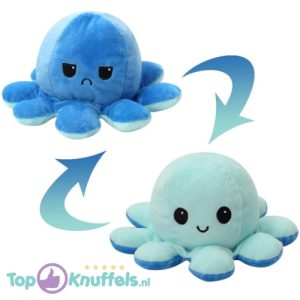 Octopus Mood Pluche Knuffel (Blauw/Lichtblauw) 15 cm