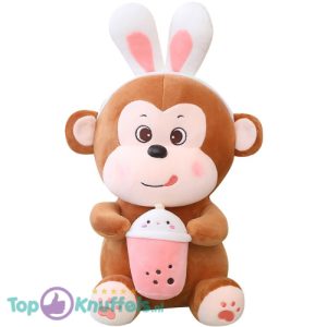 Squishy Kawaii Aap met Bubbelthee Pluche Knuffel 30 cm