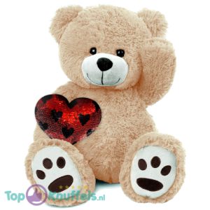 Teddybeer Barry + Rood Glitter Hart Pluche Knuffel XXL 100 cm