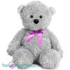Teddybeer Polly (Grijs met Roze Strik) Pluche Knuffel 30 cm