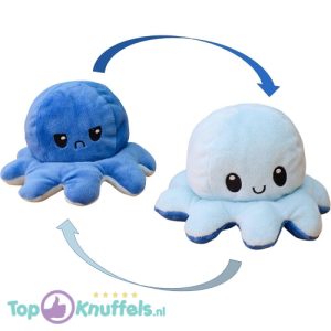 Octopus Mood Pluche Knuffel (Blauw/Wit) 25 cm