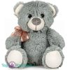 Teddybeer Fuzzy Grijs met Strikje Pluche Knuffel 20 cm