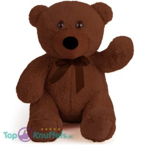 Teddybeer Snuggles (Donkerbruin met Bruine Strik) Pluche Knuffel 30 cm
