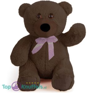 Teddybeer Snuggles (Donkergrijs met Roze Strik) Pluche Knuffel 30 cm