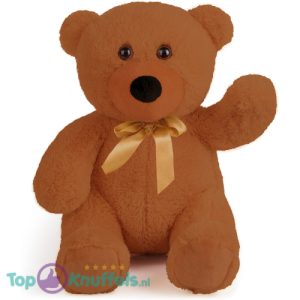 Teddybeer Snuggles (Bruin met Gouden Strik) Pluche Knuffel 30 cm