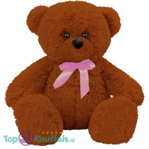 Teddybeer Polly (Bruin met Roze Strik) Pluche Knuffel 30 cm