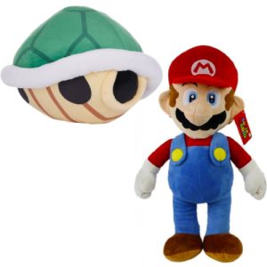 Super Mario Bros Pluche Knuffel Set: Mario + Koopa Shell Schildpad Groen 25 cm