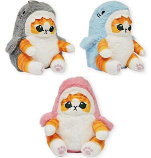 Kat in Haai Onesie Pyjama (Blauw) Kawaii Pluche Knuffel 25 cm