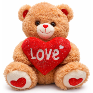 Teddybeer Lily (Bruin met Rood Hart Love) Pluche Knuffel 30 cm