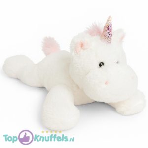 Unicorn Wit Pluche Knuffel Liggend 65 cm - Eenhoorn