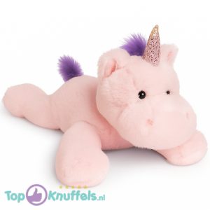 Unicorn Roze Pluche Knuffel Liggend 65 cm - Eenhoorn