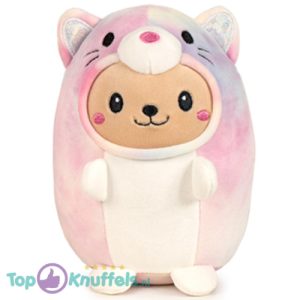 Kat in Regenboog Muis Onesie Pyjama Kawaii Pluche Knuffel 25 cm