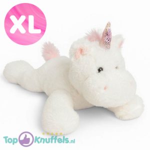 Unicorn Wit Pluche Knuffel Liggend 65 cm - Eenhoorn