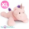 Unicorn Roze Pluche Knuffel Liggend 65 cm - Eenhoorn